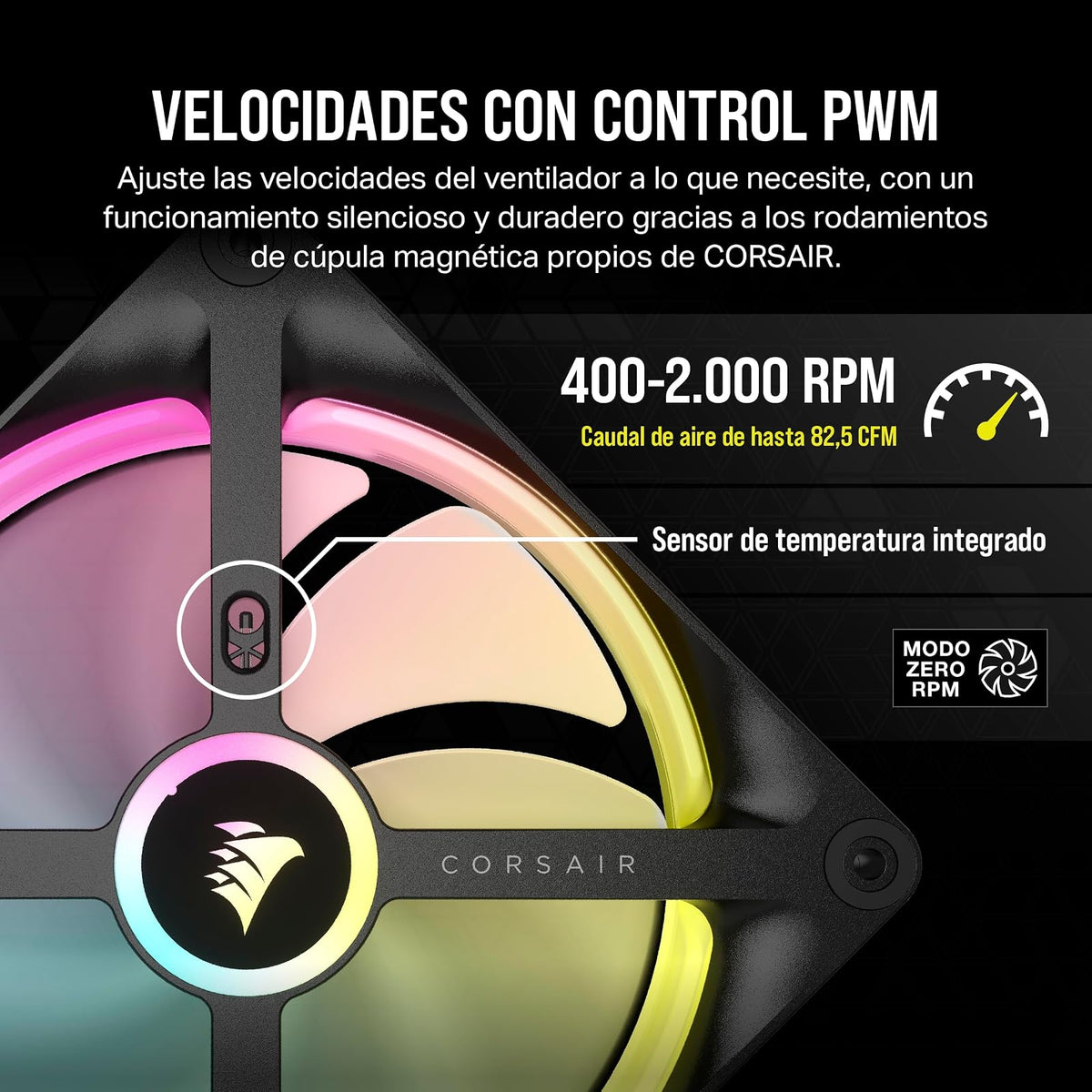 Corsair iCUE Link QX140 RGB RGB de Cúpula Magnética de 140mm Ventilador - Negro