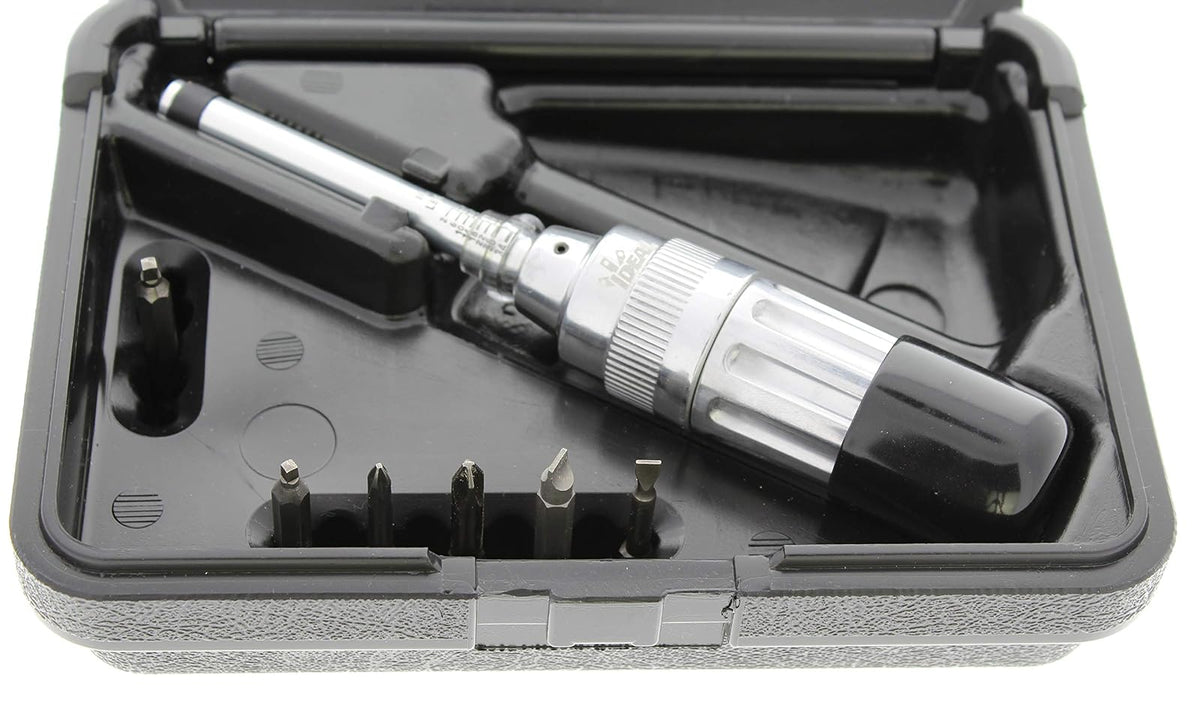 Ideal Electrical 35-936 Kit de destornilladores de torsión [7 piezas] – 0 a 36 libras. Destornillador de torsión ajustable con puntas Phillips, planas y cuadradas. Juego de brocas de destornillador