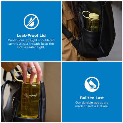 Nalgene Sustain Tritan - Botella de agua sin BPA hecha con material derivado de 50% residuos de plástico (utilizando balance de masa certificado ISCC), 16 onzas, boca ancha, mantequilla