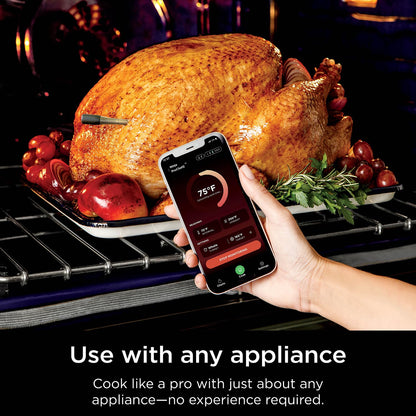 Ninja Meat Thermometer ProChef Sonda inalámbrica para freidora de aire interior y exterior, parrilla, cocina, ahumador, horno, tostador, conexión de aplicación Bluetooth de largo alcance, resistente