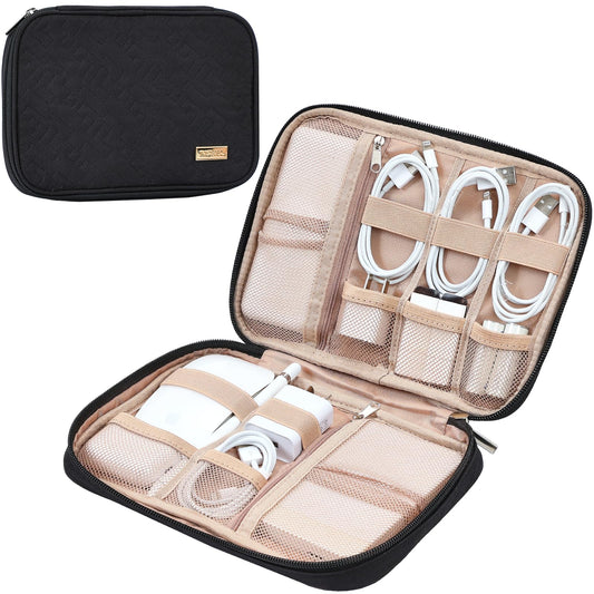 NISHEL - Funda organizadora de cable de viaje, bolsa electrónica Tech, esencial para cargador, cable, teléfono, disco duro, USB, tarjeta SD