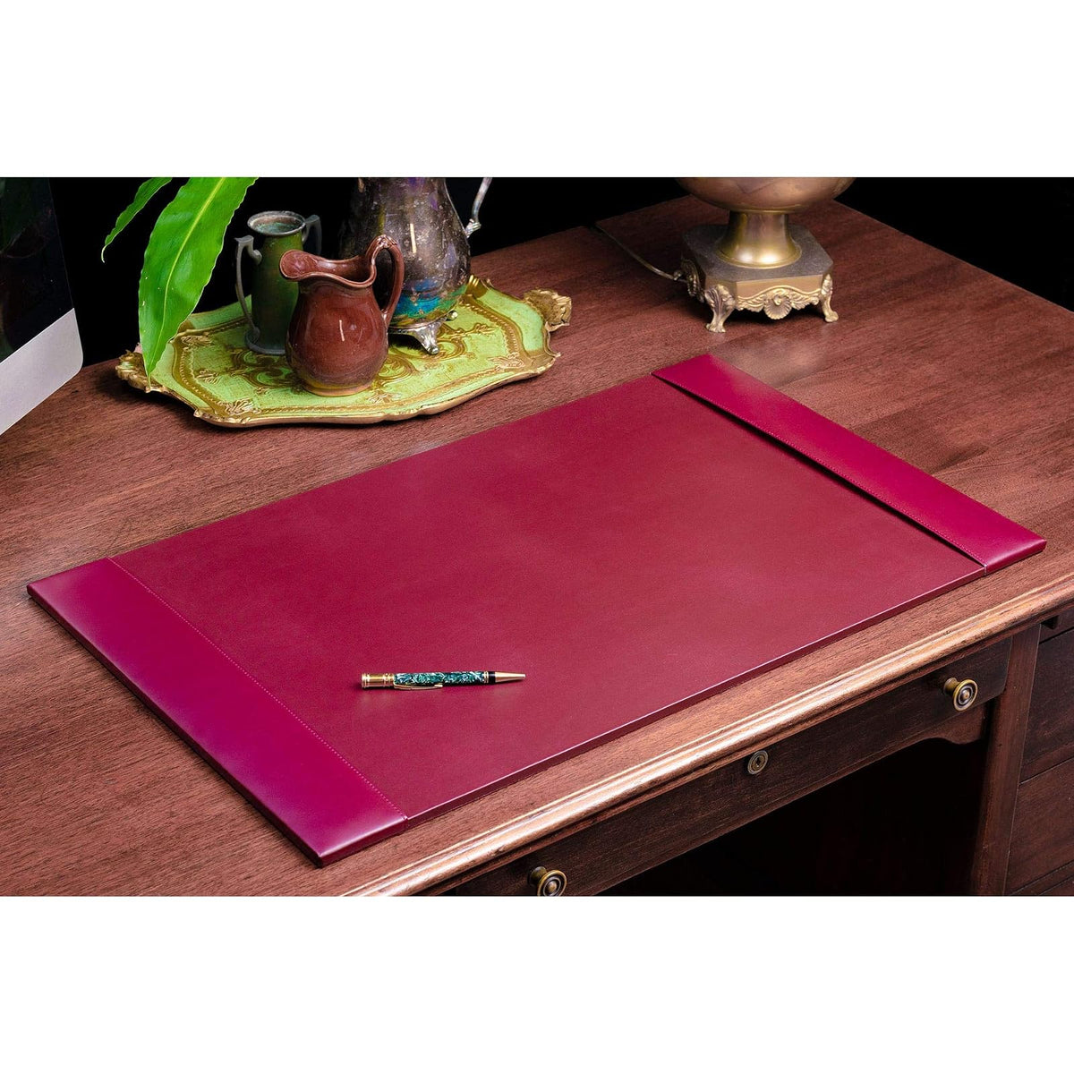 Dacasso Luxury - Almohadilla de computadora de Piel de Color Burdeos de 30 x 18 Pulgadas con rieles Laterales, Protector de Superficie de computadora Acolchado para Escritura