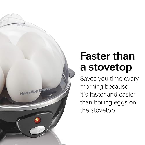 Hamilton Beach - Olla de huevos eléctrica 3 en 1 para huevos duros, huevos furtivos, tortillas y vaporizador de verduras, capacidad para 7, color negro (25507)