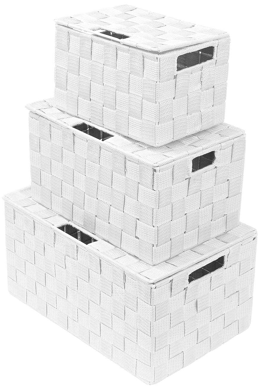 Sorbus - Juego de cesta de almacenamiento plegable con asas de transporte integradas, ideal para la organización del hogar, guardería, sala de juegos, armario, dormitorio, etc., Lid Bins - 3 Pack