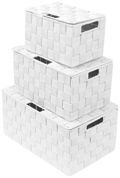 Sorbus - Juego de cesta de almacenamiento plegable con asas de transporte integradas, ideal para la organización del hogar, guardería, sala de juegos, armario, dormitorio, etc., Lid Bins - 3 Pack