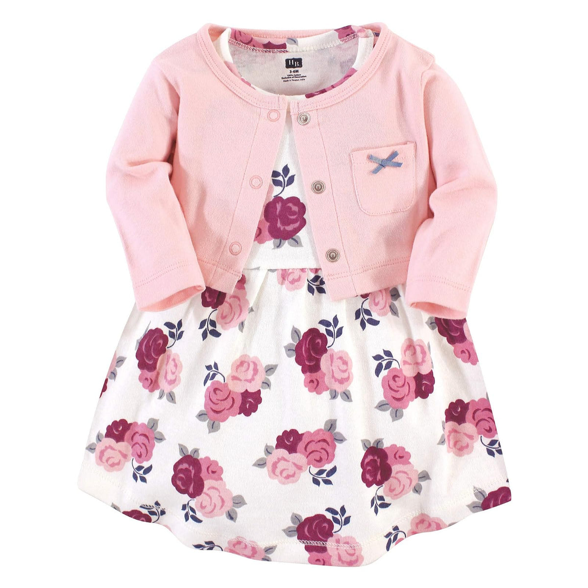 Hudson Baby Conjunto de Vestido y Cárdigan de Algodón para Niña - Floral Rubor - 2 Años