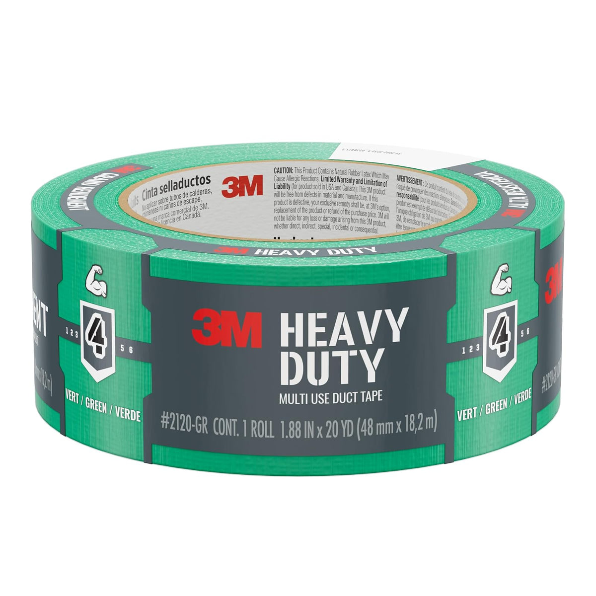 3M Cinta adhesiva de colores multiusos, verde con calcomanía fuerte y respaldo resistente al agua, cinta adhesiva 3M multisuperficie para uso en interiores y exteriores, 1.88 pulgadas x 20 yardas, 1