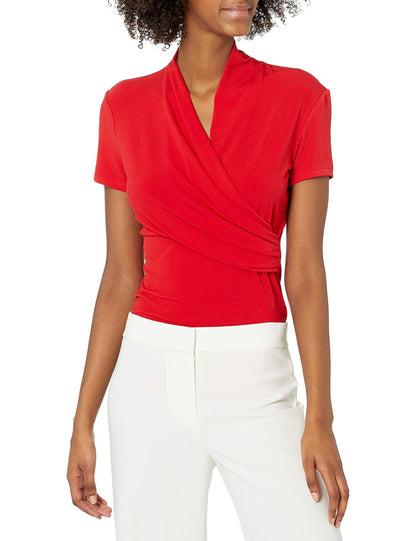 DKNY Top de Manga Corta con Fruncido Lateral Camisa para Mujer