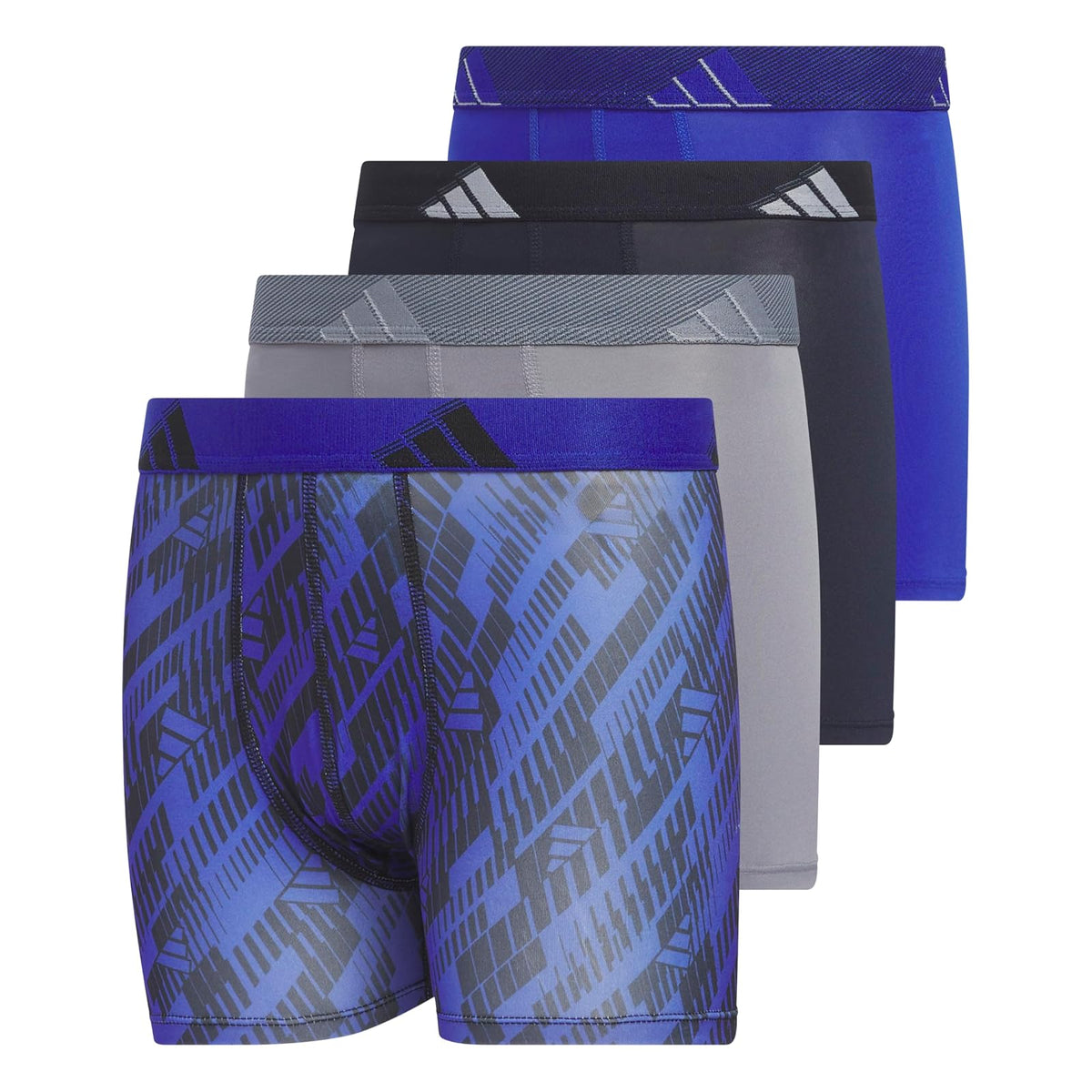 adidas - Calzoncillos tipo calzones de microfibra para jóvenes (multipaquete) para niños - Azul semilúcido - tinta leyenda azul - gris - microfibra - gráfico - CH