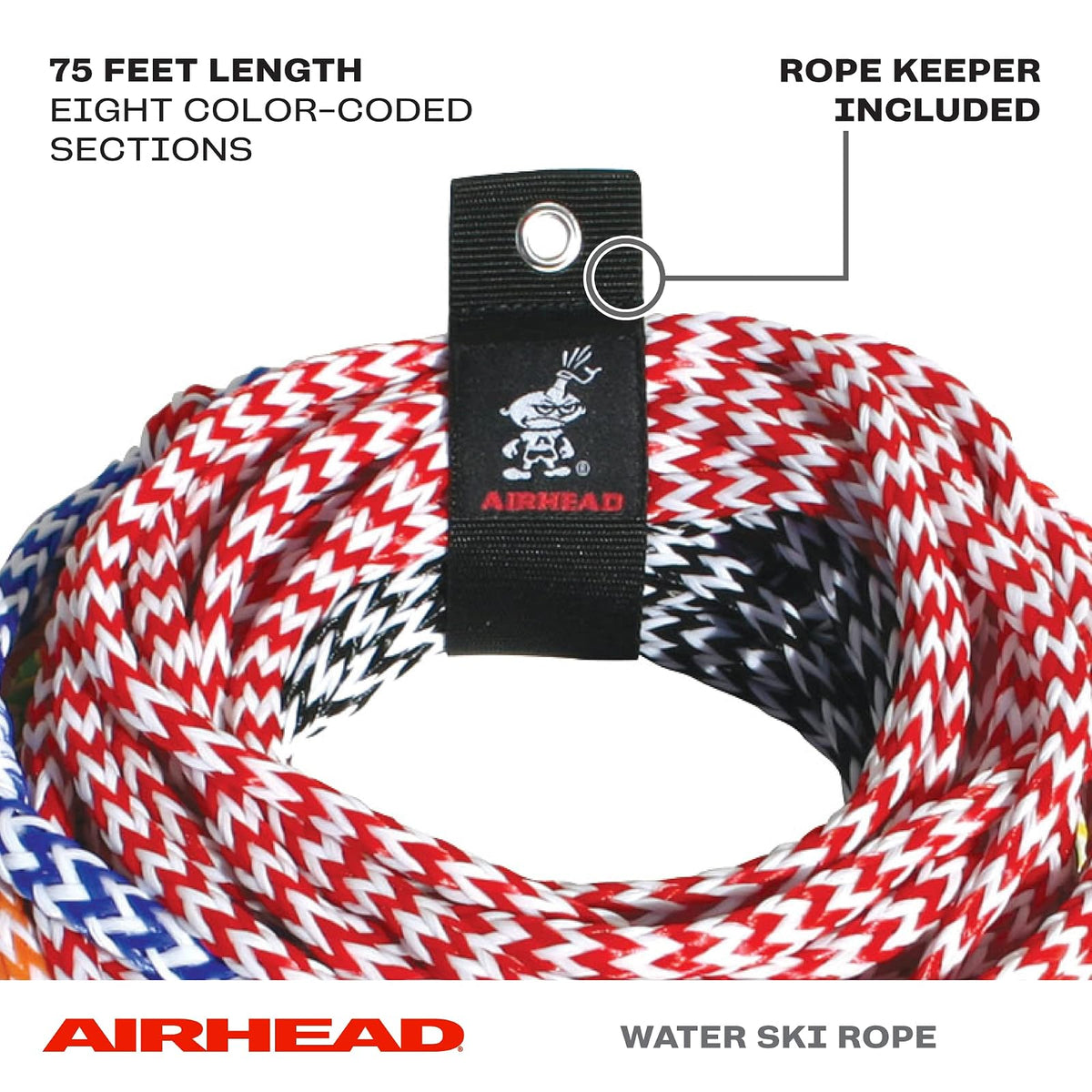 Airhead Water Ski Rope with Diamond Grip Handle, 8 Section (75')