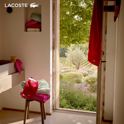 Lacoste Heritage Supima - Paño de Lavado de algodón, Verde cocodrilo, 13 x 13 Pulgadas