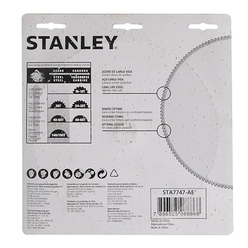 STANLEY Disco para Sierra Circular 7-1/4" (184mm), 140 Dientes, Carburo para Madera, STA7747