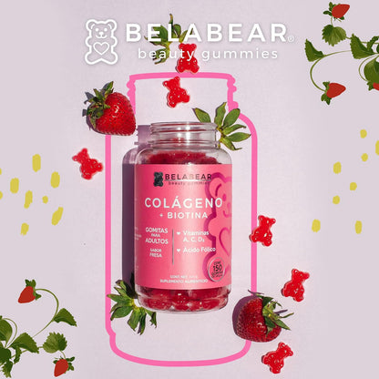 solanum Belabear Colágeno + Biotina con Vitamina A, C, D3, Ácido Fólico 150 Gomitas de 2,8 g c/u