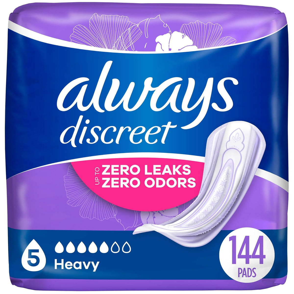 Discreet, Incontinence Pads, Maximum, Regular Length, 48 Count