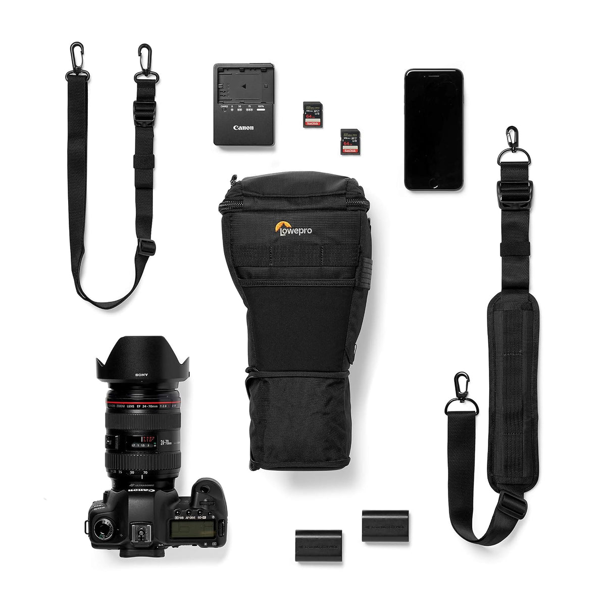 Lowepro ProTactic TLZ 70 AW Bolsa de Carga Superior para Cámara DSLR Profesional con Lente 24-70mm, Compartimento Expandible y Espacio para Accesorios, Compatible con Canon y Nikon, Color Negro