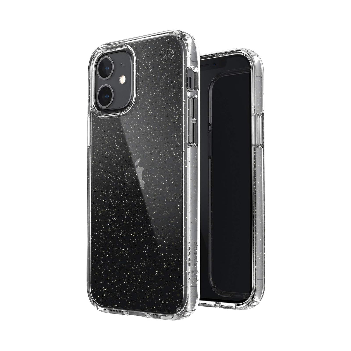 Speck Products Presidio Perfect-Clear + Glitter iPhone 12, iPhone 12 Pro, Funda Transparente con Purpurina Dorada/Transparente