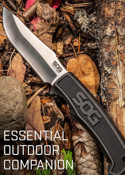 SOG - Cuchillo de supervivencia con vaina, cuchillo de campo de hoja fija, cuchillo táctico de 4 pulgadas y cuchillo de Bushcraft con hoja de cuchillo de caza de espiga completa (FK1001-CP)
