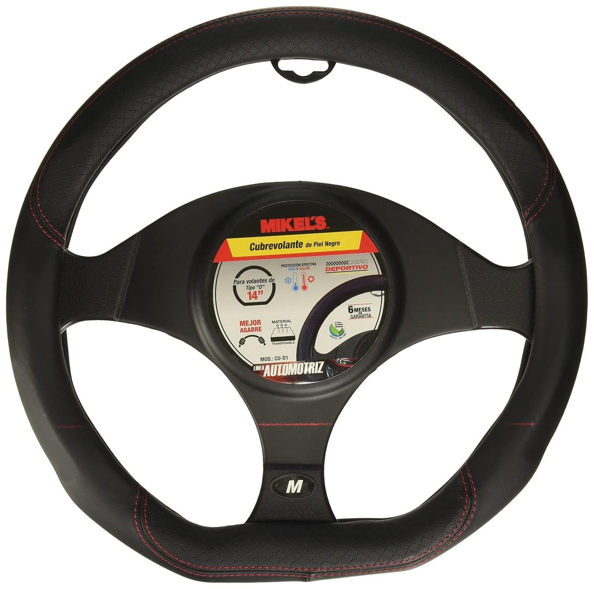 MIKEL´S CU-D1 Cubrevolante de piel, color negro, Forma "D"