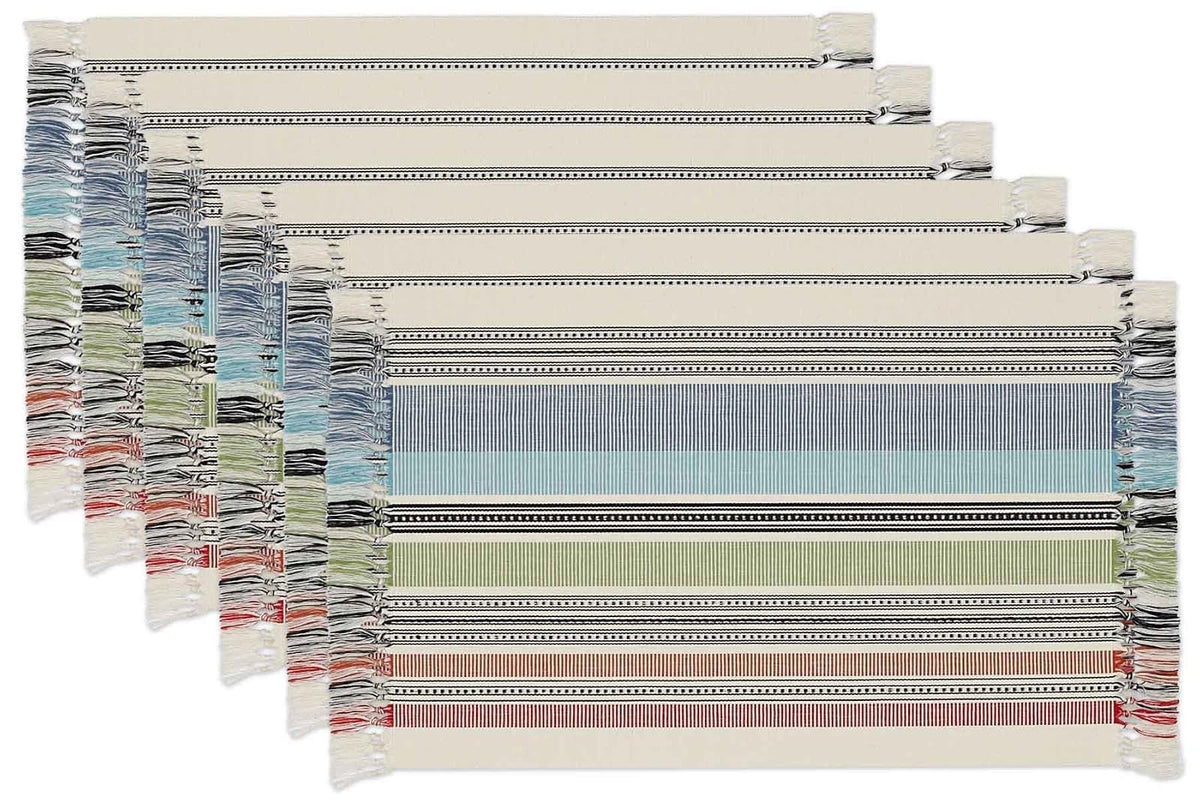 DII Colección de Mesa abigarrada, Juego de manteles Individuales de 3 x 19 Pulgadas, mediterráneo, 6 Piezas