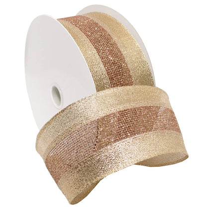 Morex Ribbon 7724.60/20-430 Dimensions Wired Ribbon Dimensions Ribbon, Blush/Gold,Blush,2-1/2" x 20 yd