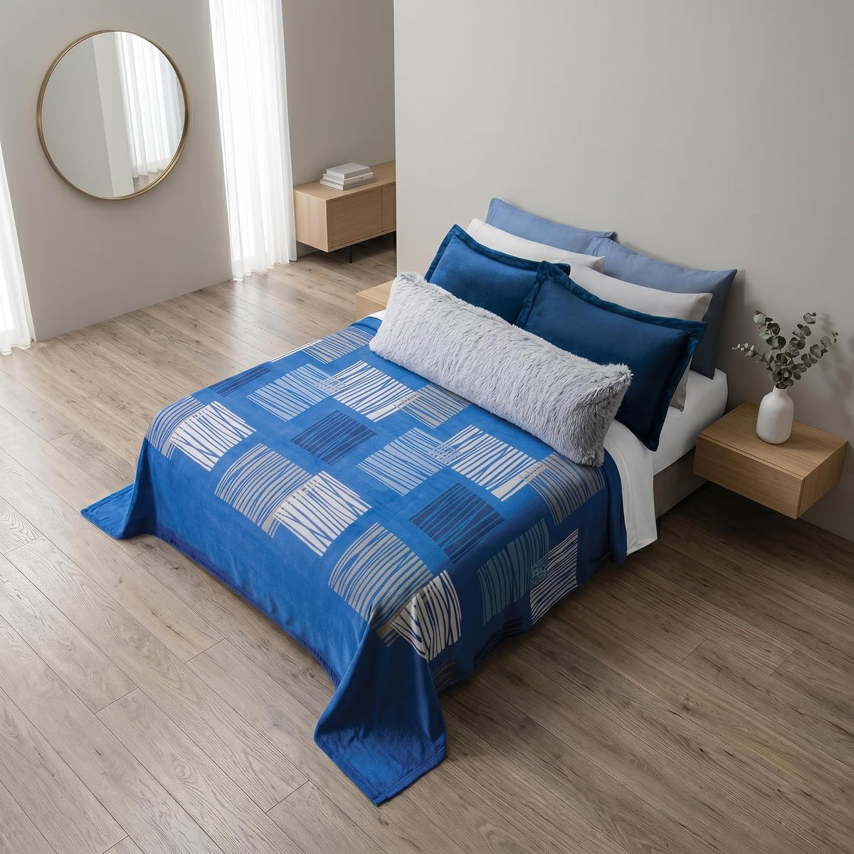 Colchas Concord Cobertor Lugano KS/XL King Size Color Azul 1 Pza