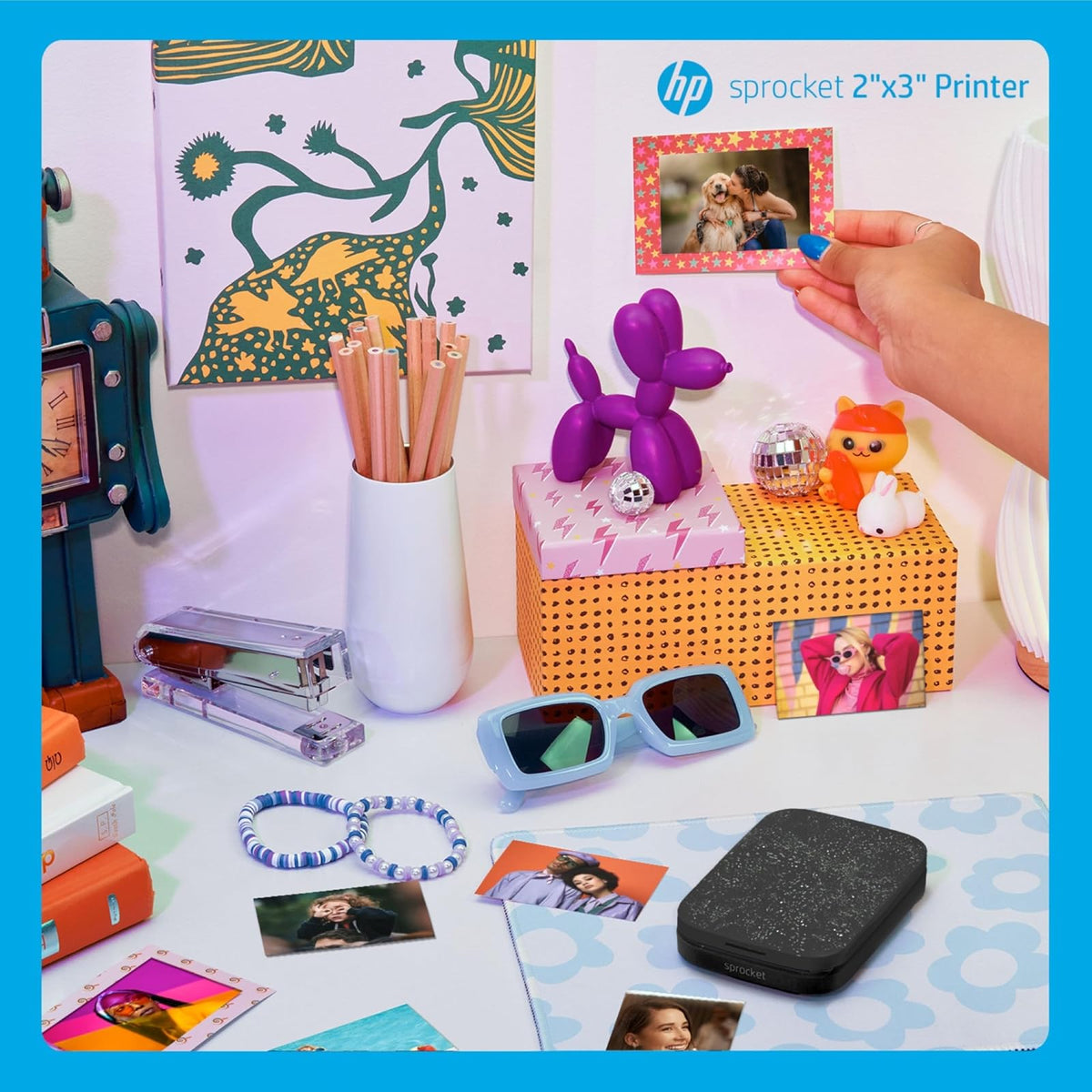 HP Sprocket Portable 2x3 Instant Photo Printer (Black Noir) Zink Paper Bundle