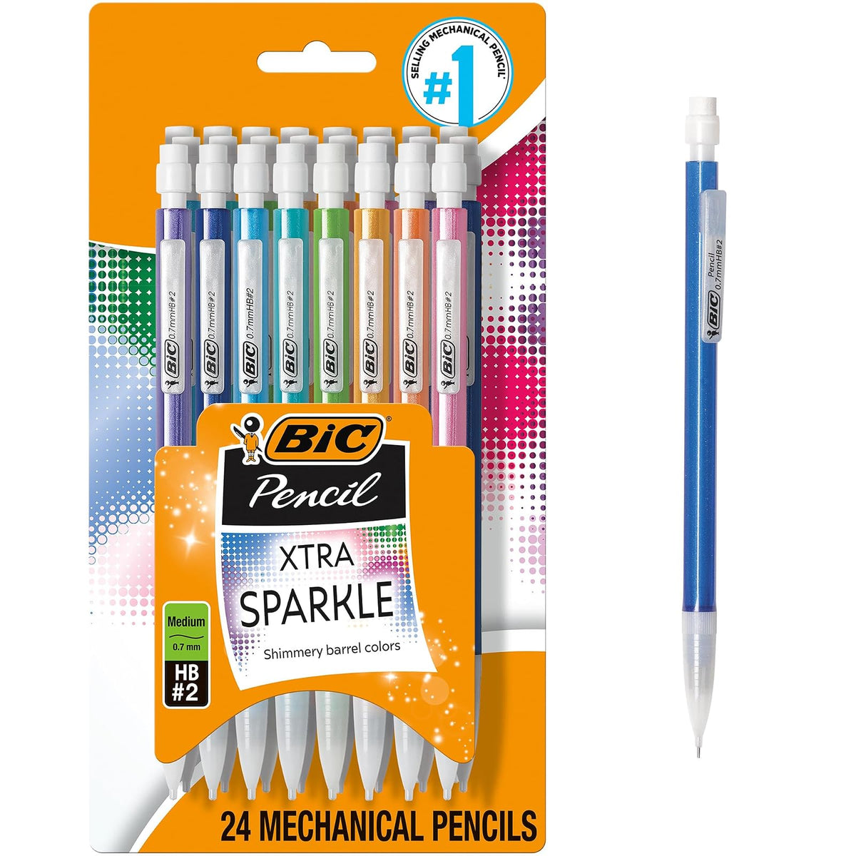Bic Lápiz Xtra Sparkle, 7 mm, 24-Count