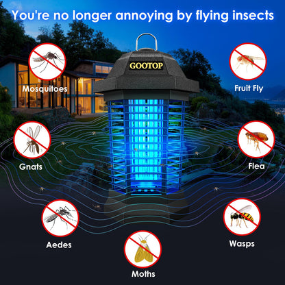 GOOTOP Extractor de Insectos para Exteriores, Extractor de Mosquitos, Enchufe de 3 Puntas, Extractor de Moscas Eléctrico, Matamoscas, Trampas para Moscas, Extractor de Insectos Voladores para
