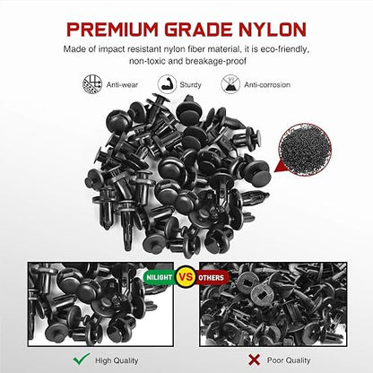 Nilight 120 Clips de Retención y Removedor, 6.3 mm, 8 mm, 9 mm, 10 mm, para GM, Ford, Toyota, Honda