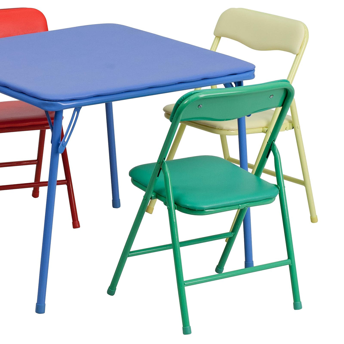 Flash Furniture Set de Mesa Infantil Plegable y 4 Sillas Infantiles Plegables – Conjunto de Mesa con Sillas Multicolor