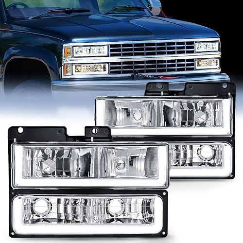 Nilight DRL - Conjunto de faros delanteros compatible con Chevrolet GMC C10 C/K 1988 1989 1991 1992 1993 1994 1995 1996 1997 1998 Chevrolet GMC C10 C/K 1988-1999 Silverado Suburban Sierra Blazer Tahoe