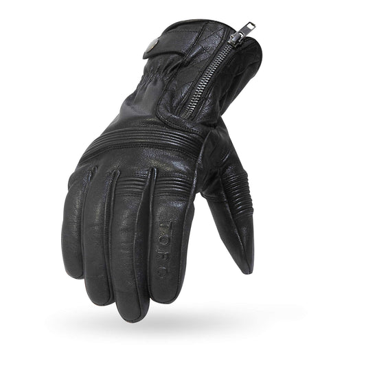 TORC Guantes de Motocicleta de Cuero Negro para Hombres que Practican Carreras de Motocicletas