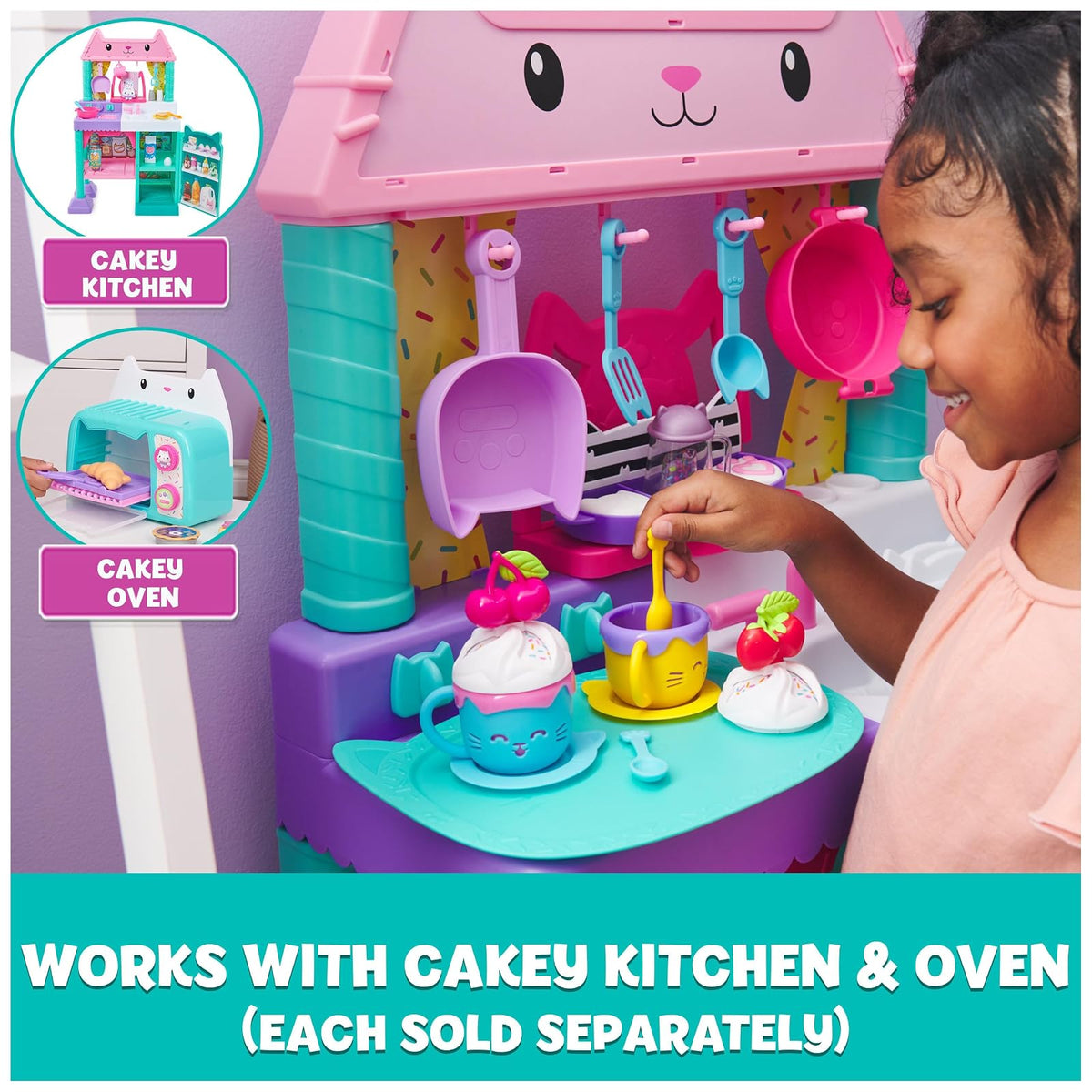 Gabby´s Dollhouse, Set de Postres y Chocolates, Conjunto de Cocina con Fiesta de Chocolate Caliente con Fruta y Confeti