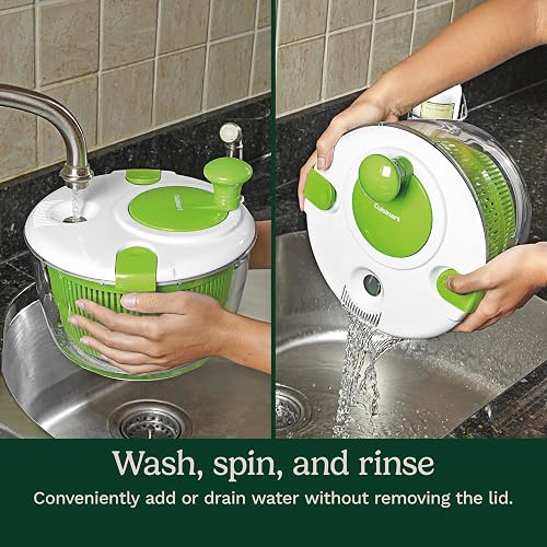 Cuisinart Escurridora de ensalda, Spin salad, CTG-00-SASES | Lave y seque las verduras, frutas y verduras para ensalada,Perilla giratoria, cierres herméticos, Capacidad 4.7 L
