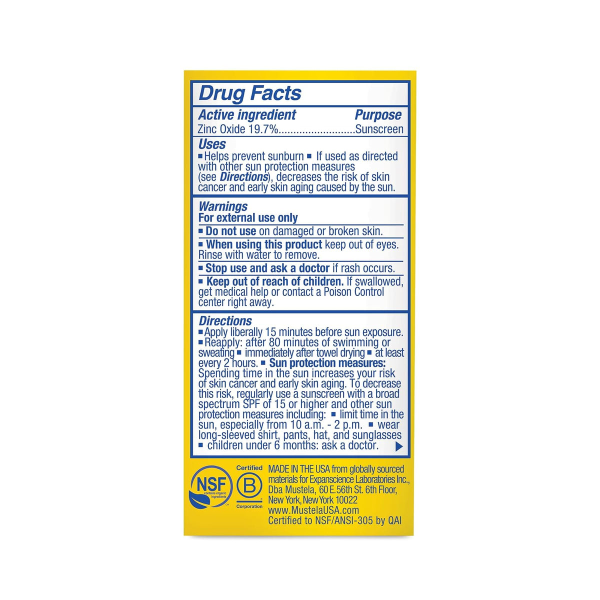 Mustela Protector Solar Mineral SPF 50 Stick 0.6 oz | Para cara y cuerpo, ingredientes 70% orgánicos, ultra transparente, resistente al agua, sin fragancia