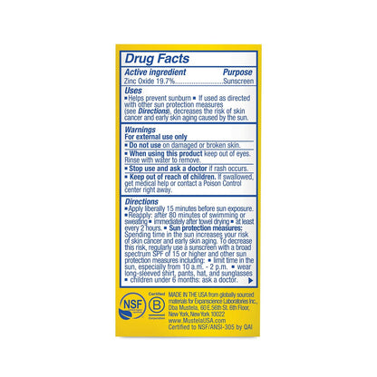 Mustela Protector Solar Mineral SPF 50 Stick 0.6 oz | Para cara y cuerpo, ingredientes 70% orgánicos, ultra transparente, resistente al agua, sin fragancia