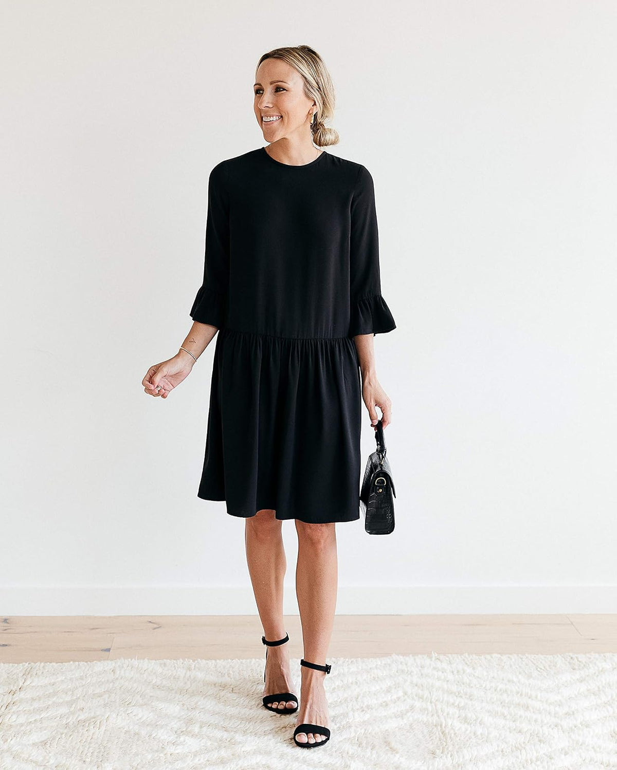 The Drop Vestido de Cintura Caída Para Mujer, Negro, por @jaceyduprie