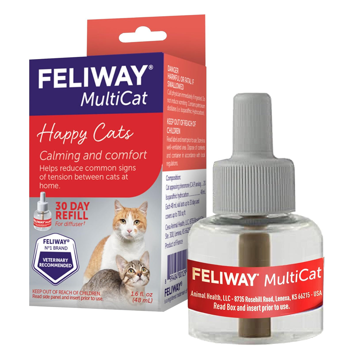 CEVA Animal Health D89420B Feliway MultiCat Refill Diffuser, 48ml