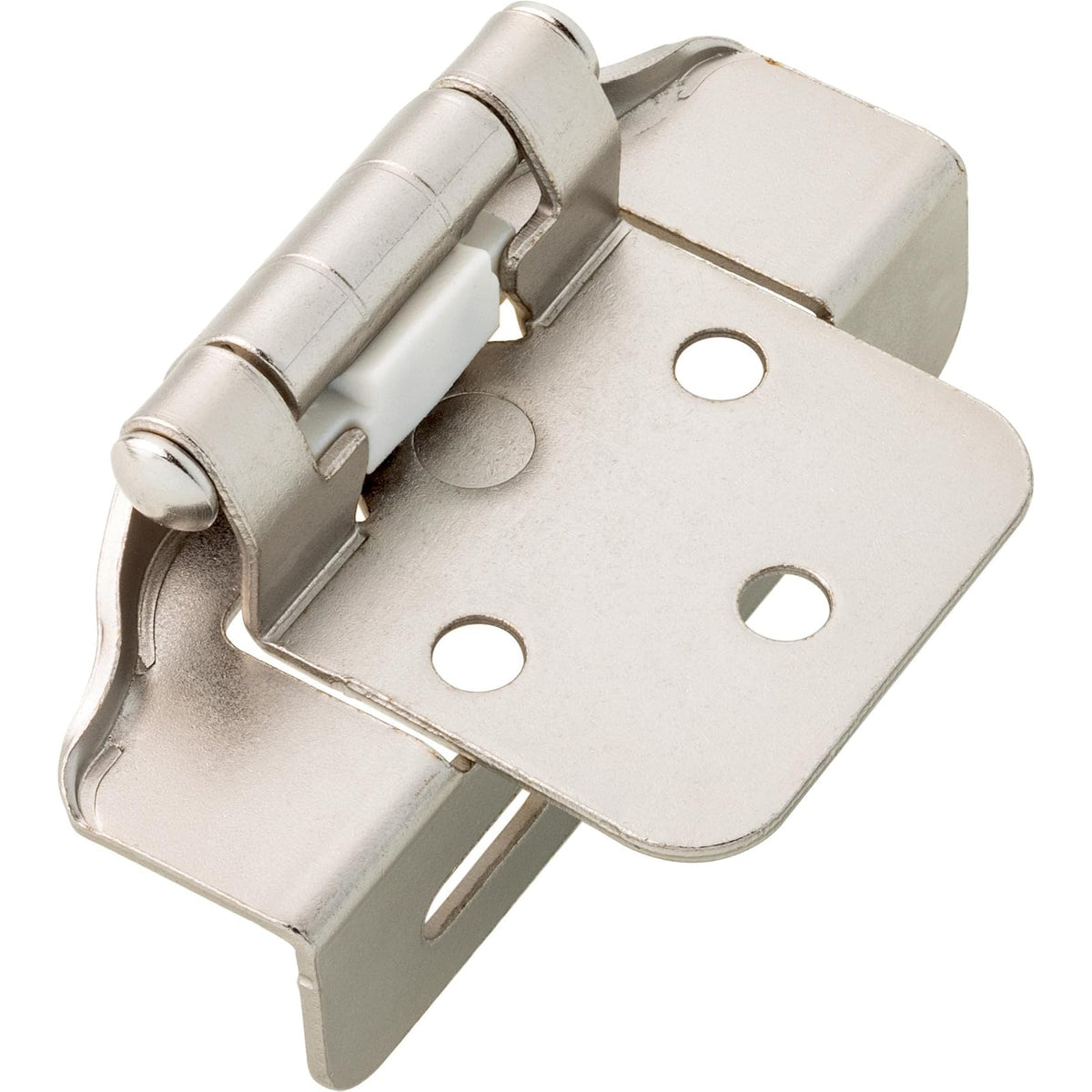 Franklin Brass (Paquete de 10) bisagras de gabinete de cierre automático de 1/2 pies, superposición semienvolvente para puertas de gabinetes, cocinas, armarios, armarios, muebles, níquel satinado