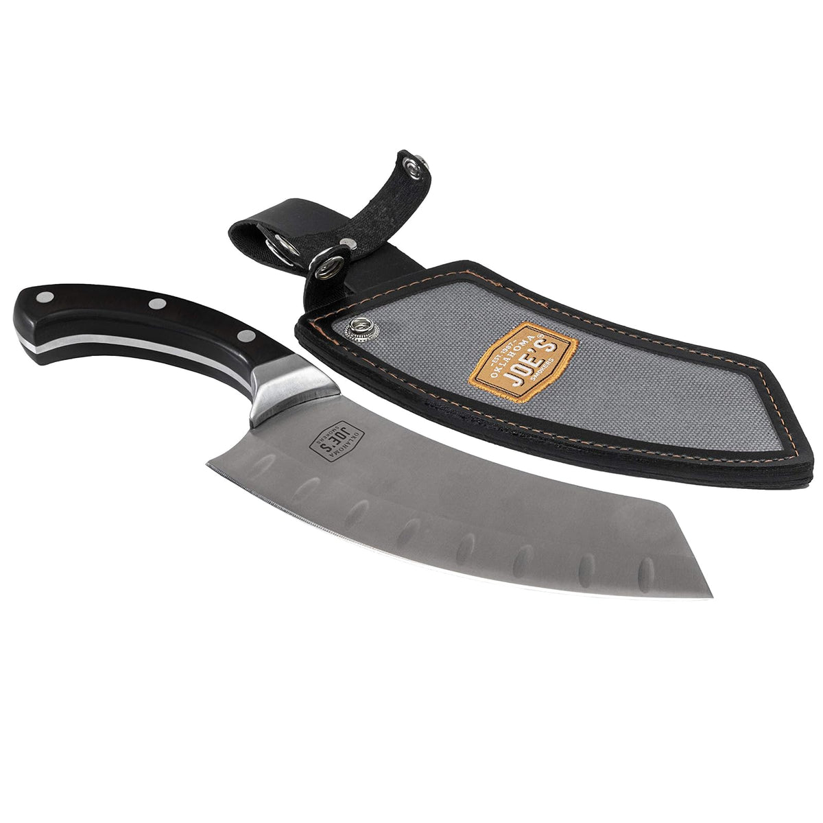 Oklahoma Joe's Cuchillo de chef y cuchillo de chef con funda, plata/negro