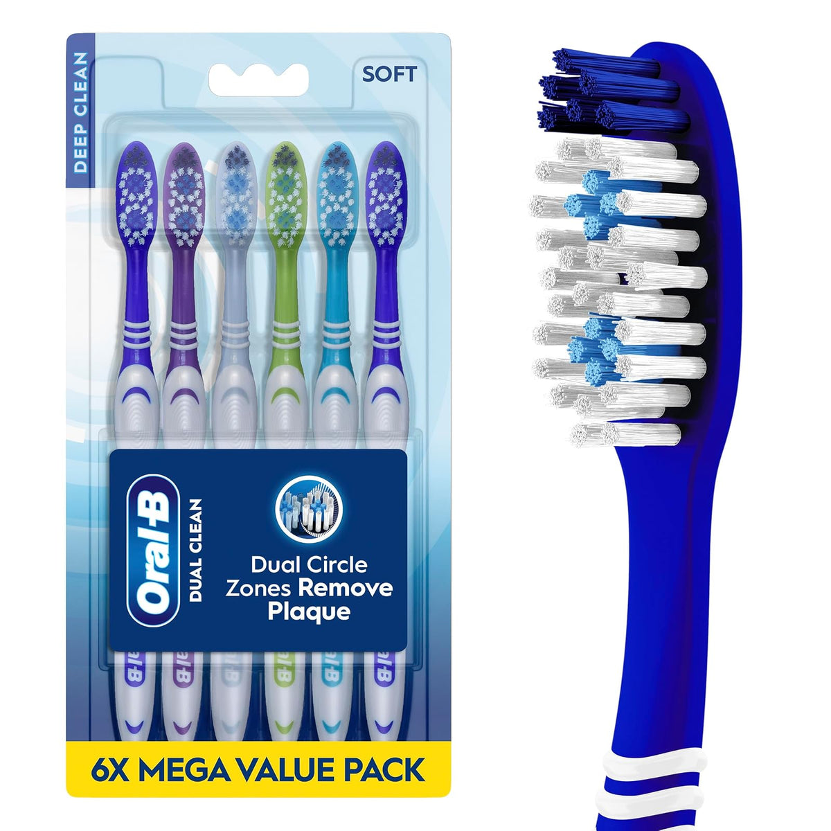 Oral-B cepillo para polvo de dientes de doble limpieza, suave, 6 unidades