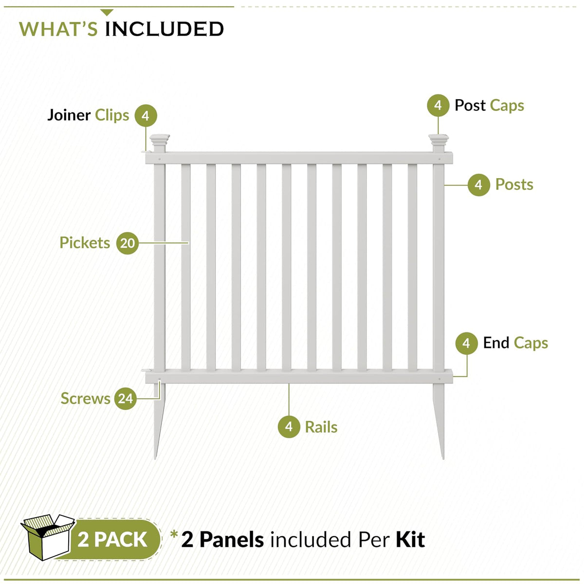 Zippity Outdoor Products ZP19037 No Dig Baskenridge - Valla de vinilo semipermanente, color blanco (36 pulgadas de alto x 42 pulgadas de ancho), paquete de 2