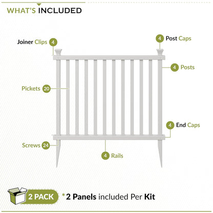 Zippity Outdoor Products ZP19037 No Dig Baskenridge - Valla de vinilo semipermanente, color blanco (36 pulgadas de alto x 42 pulgadas de ancho), paquete de 2