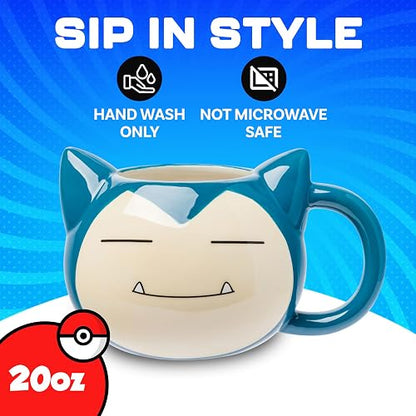 Silver Buffalo Pokemon Snorlax Face - Taza esculpida 3D de cerámica, 20 onzas