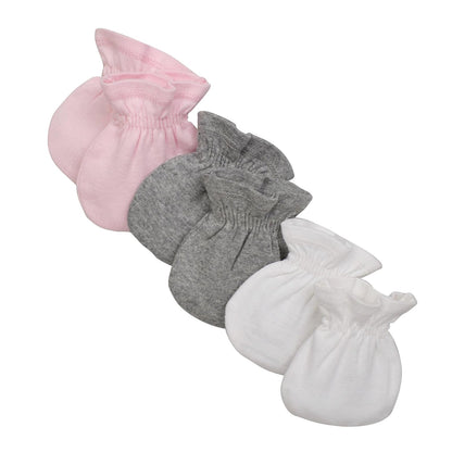 Burt's Bees - Manoplas para bebés y niñas, guantes antiarañazos, 100% algodón orgánico, juego de 3