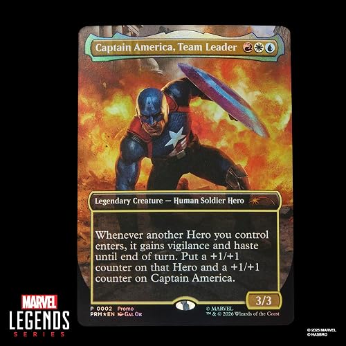 Marvel Legends Series, Marvel Super Heroes y Magic: The Gathering, Capitán América (Avengers: Twilight), Figura de 15 cm con Carta Exclusiva Metalizada de colección para el Juego