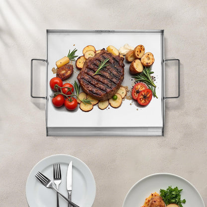 VEVOR - Plancha de acero inoxidable, placa rectangular universal de 18 x 16 pulgadas, plancha de parrilla de gas para parrilla de barbacoa, Teppanyaki, utensilios de cocina familiar portátil con asa,