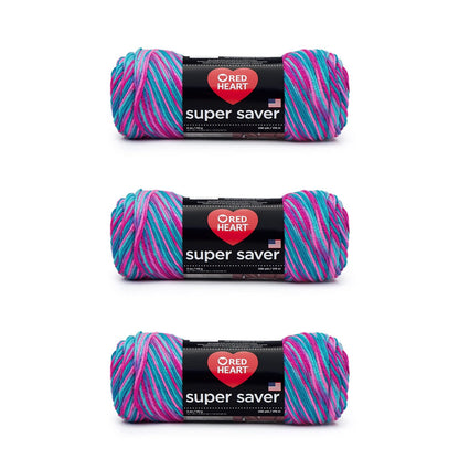 Red Heart Super Saver Estambre Acrílico, Paquete de 3 - Estampado Bonbon