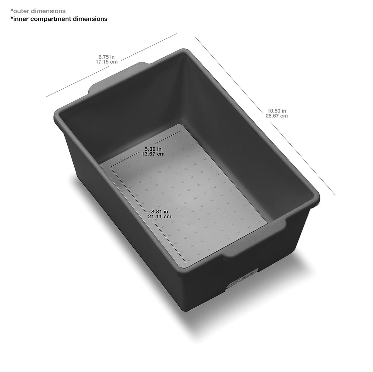 Madesmart Classic Collection - cubeta profundo pequeño sin BPA para soluciones de almacenamiento de alta resistencia con pies de goma antideslizantes, 11 x 17 pulgadas, granito
