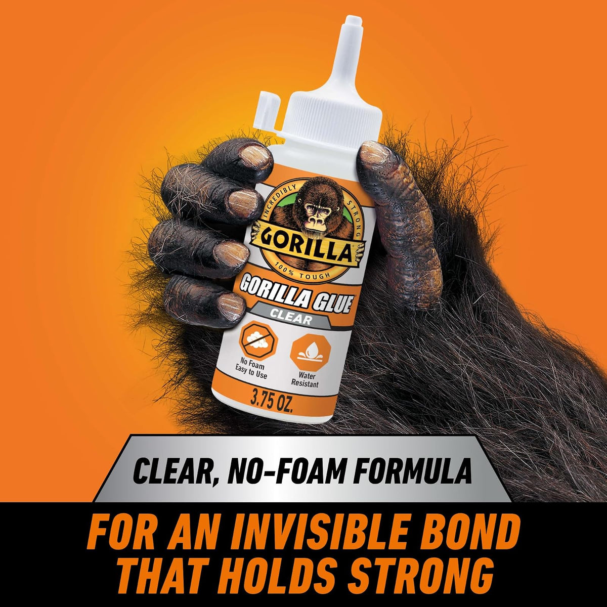 Gorilla - Pegamento transparente, botella de 3.1 onzas (paquete de 2) - Transparente, todo uso y resistente al agua